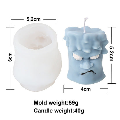 Silicone mold Halloween funny expression candle mold cylindrical happy and angry smiling face aromatherapy plaster model