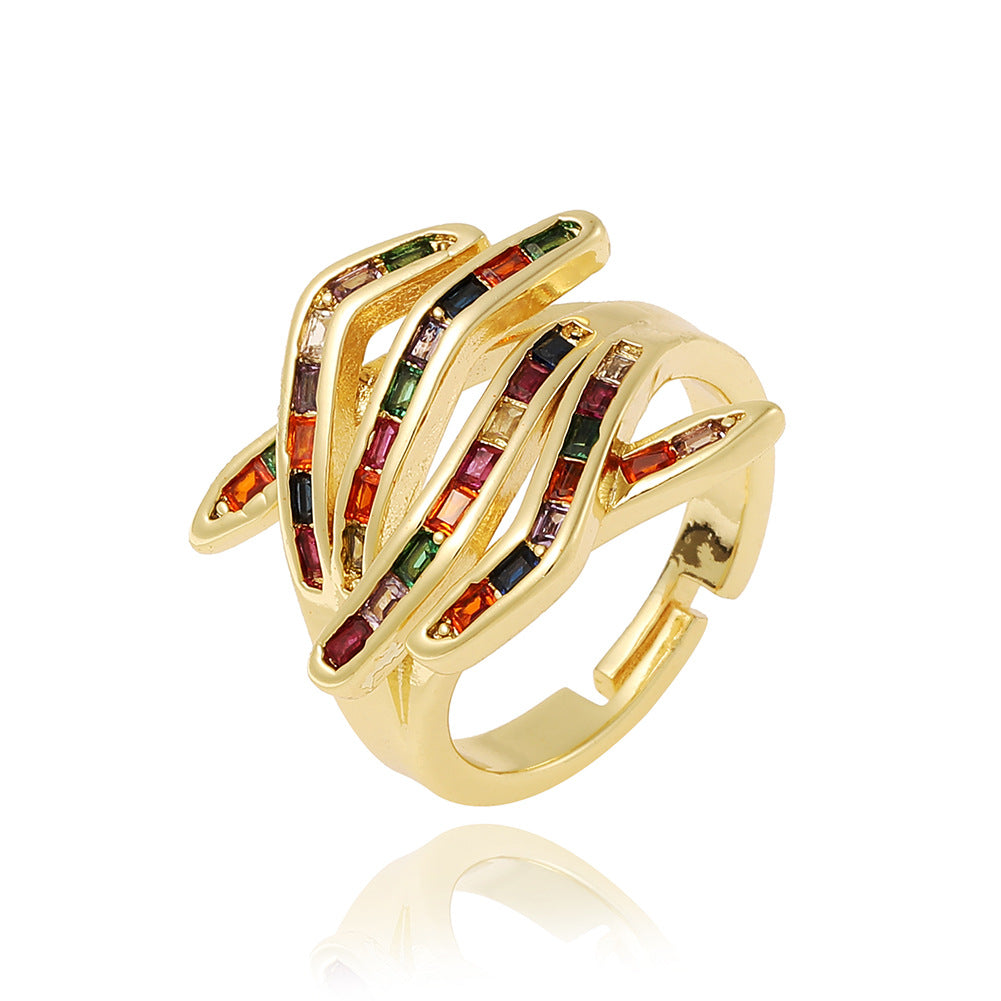 Coloful Rectangular Zircon Prayer Hand Rings