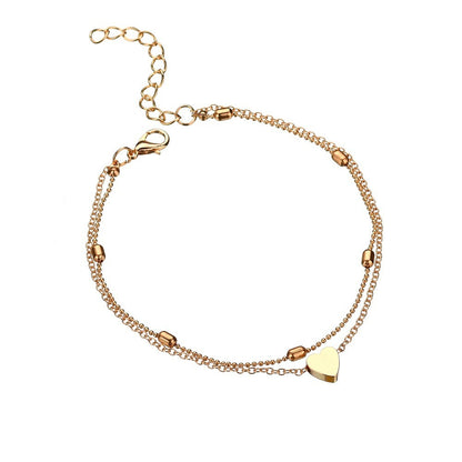 Double layered love beach anklet