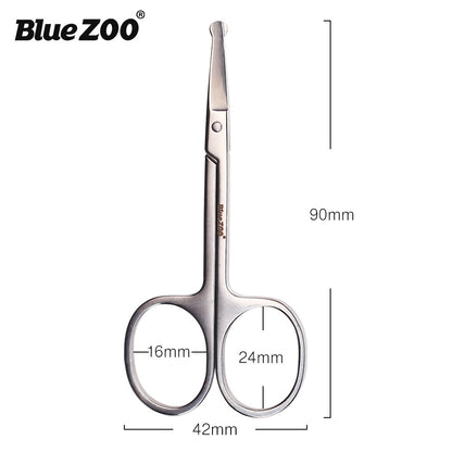 Silver Round Nose Nose Hair Trimmer 9cm Extra Facial Hair Beard Beard Eyebrows Stainless Steel Beauty Scissors