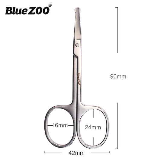 Silver Round Nose Nose Hair Trimmer 9cm Extra Facial Hair Beard Beard Eyebrows Stainless Steel Beauty Scissors