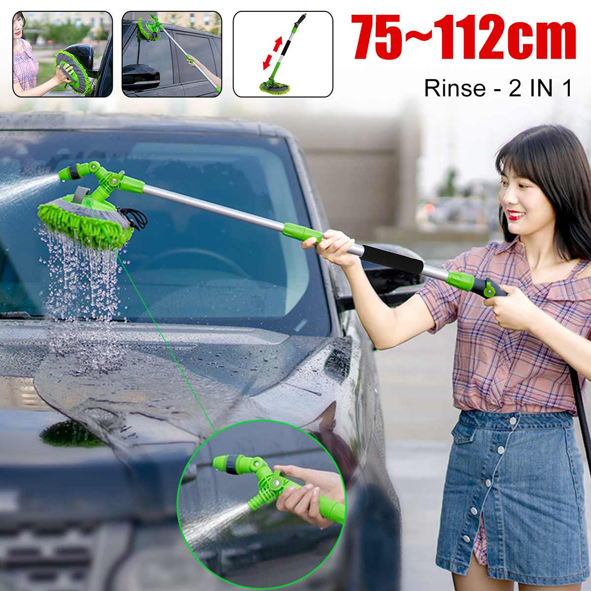 Car Wash Mop Mitt with Long Handle Chenille Microfiber Car Wash