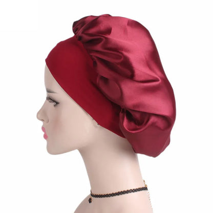 Adjust Solid Satin Bonnet Hair Styling Cap Long Hair Care