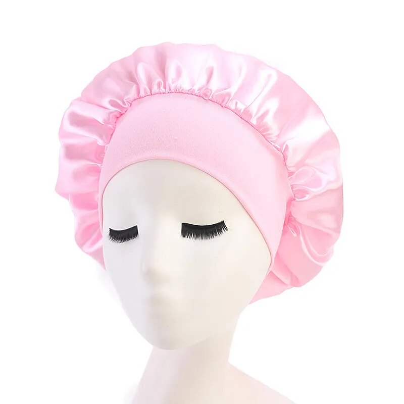 Adjust Solid Satin Bonnet Hair Styling Cap Long Hair Care