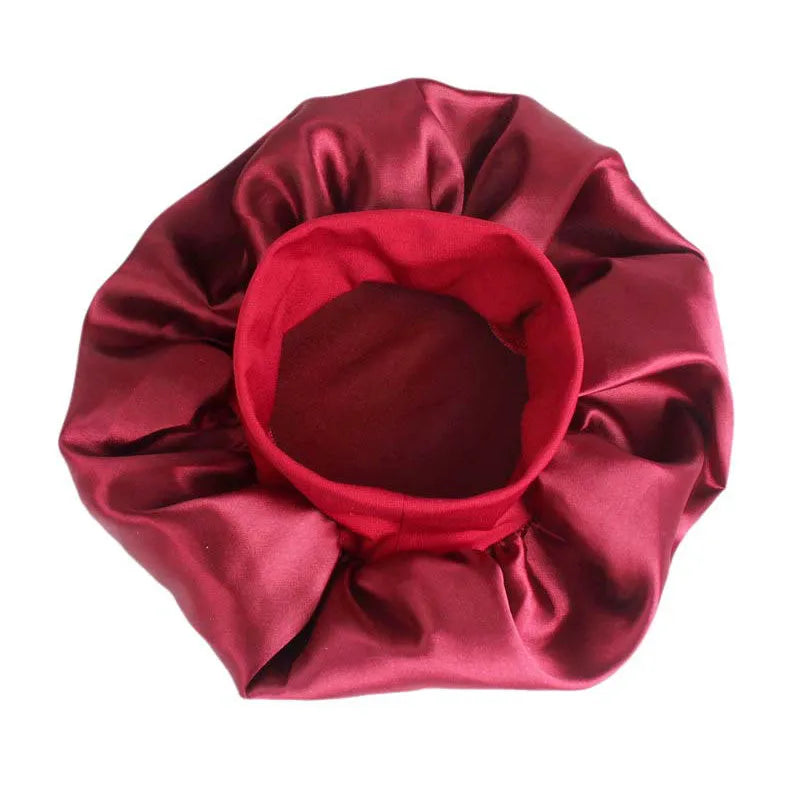 Adjust Solid Satin Bonnet Hair Styling Cap Long Hair Care