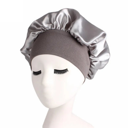 Adjust Solid Satin Bonnet Hair Styling Cap Long Hair Care