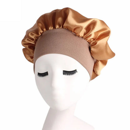 Adjust Solid Satin Bonnet Hair Styling Cap Long Hair Care