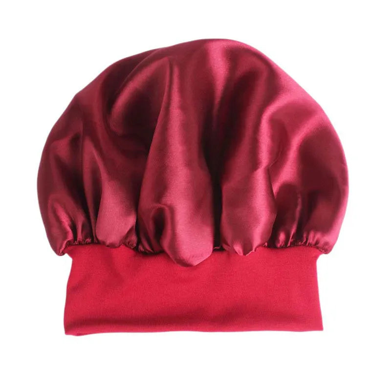 Adjust Solid Satin Bonnet Hair Styling Cap Long Hair Care