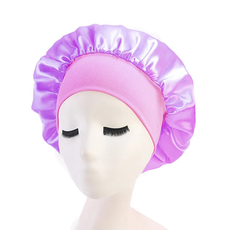 Adjust Solid Satin Bonnet Hair Styling Cap Long Hair Care