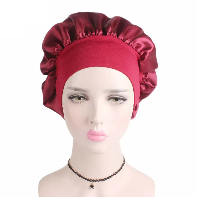 Adjust Solid Satin Bonnet Hair Styling Cap Long Hair Care