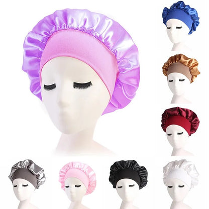 Adjust Solid Satin Bonnet Hair Styling Cap Long Hair Care