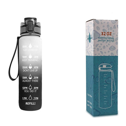 Tritan Water Bottle With Time Marker Bounce Cover Motivational Water Bottle