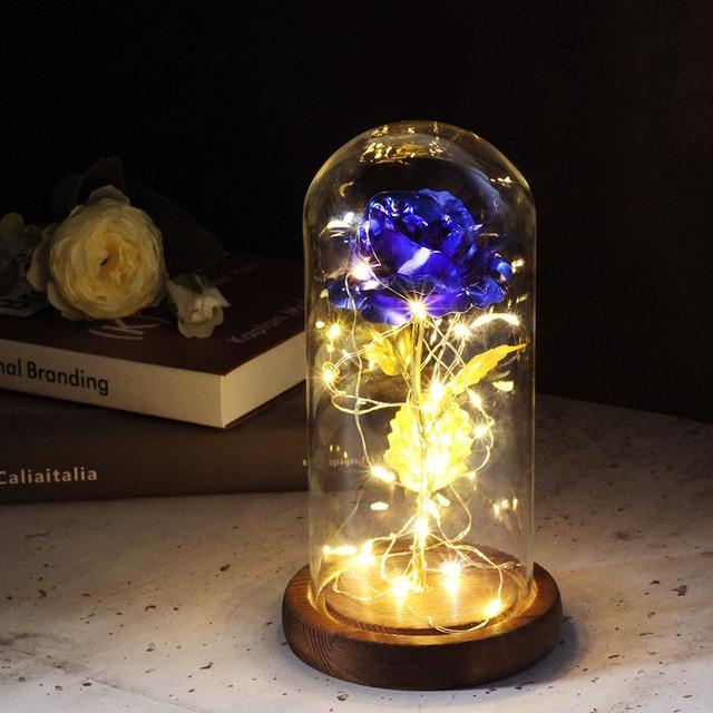 Enchanted Forever Rose Flower in Glass LED Light