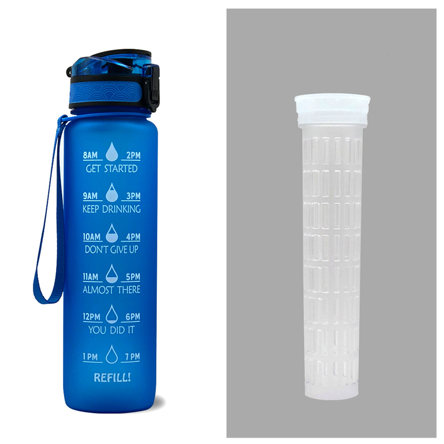 Tritan Water Bottle With Time Marker Bounce Cover Motivational Water Bottle