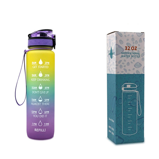 Tritan Water Bottle With Time Marker Bounce Cover Motivational Water Bottle