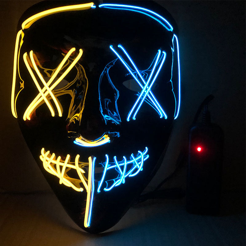 Black V Halloween Horror Glowing Mask