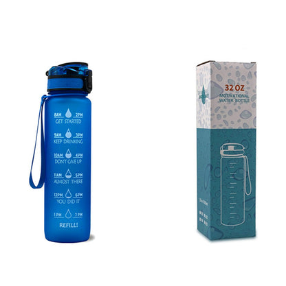 Tritan Water Bottle With Time Marker Bounce Cover Motivational Water Bottle