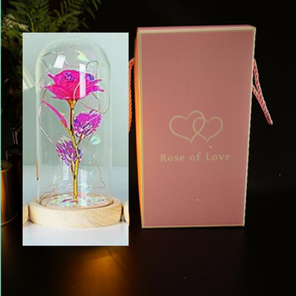 Enchanted Forever Rose Flower in Glass LED Light