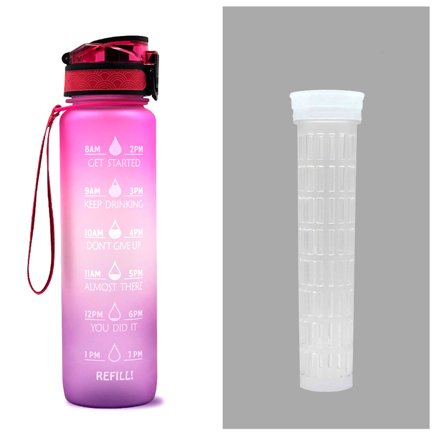 Tritan Water Bottle With Time Marker Bounce Cover Motivational Water Bottle