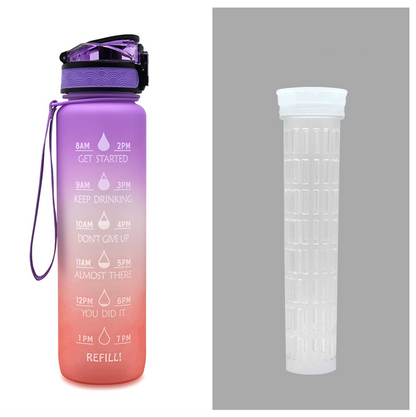 Tritan Water Bottle With Time Marker Bounce Cover Motivational Water Bottle